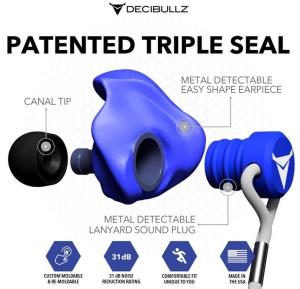 Custom Molded Earplugs BLUE METAL DETECTABLE